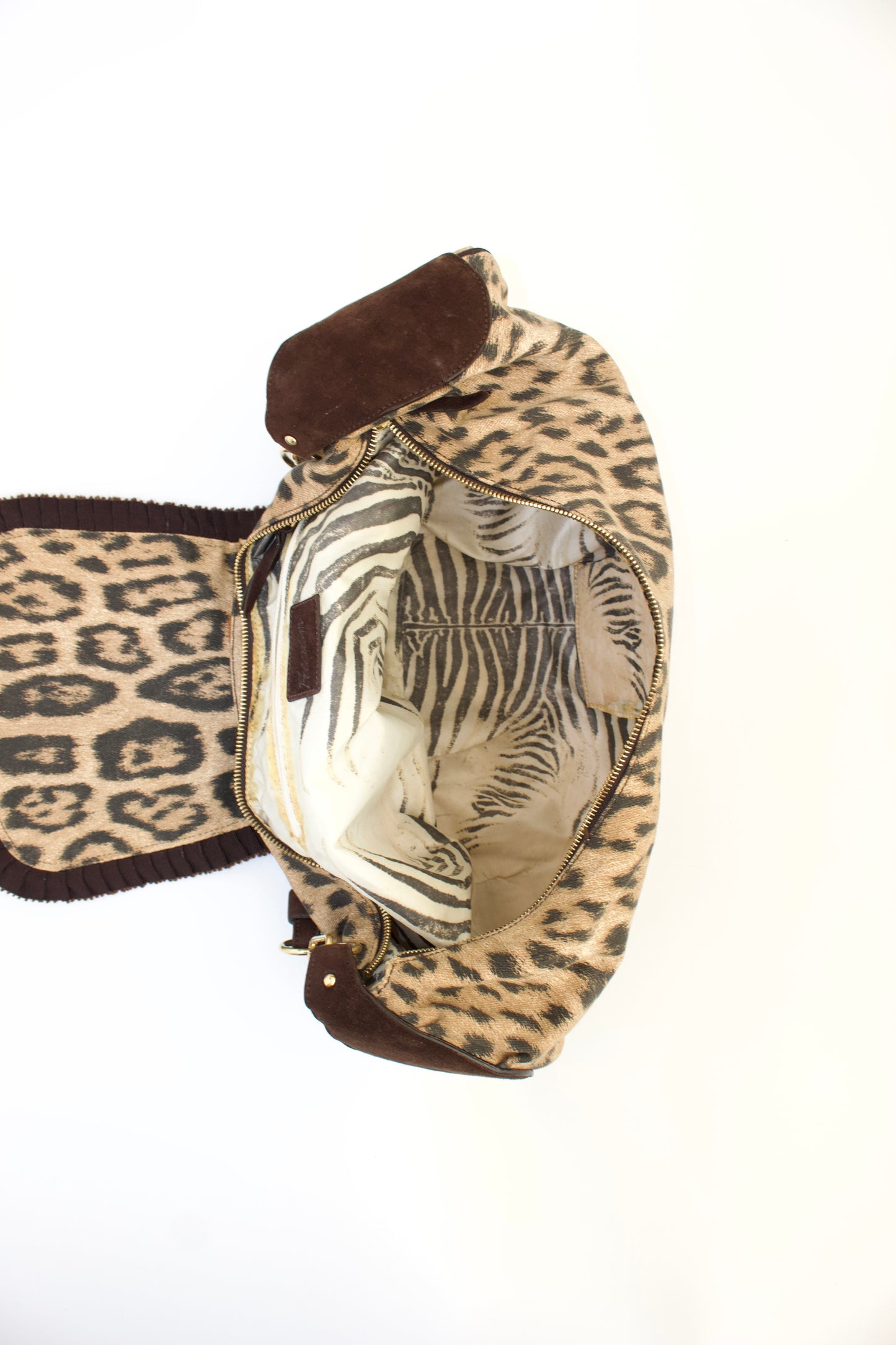 Roberto Cavalli cheetah print canvas shoulder bag