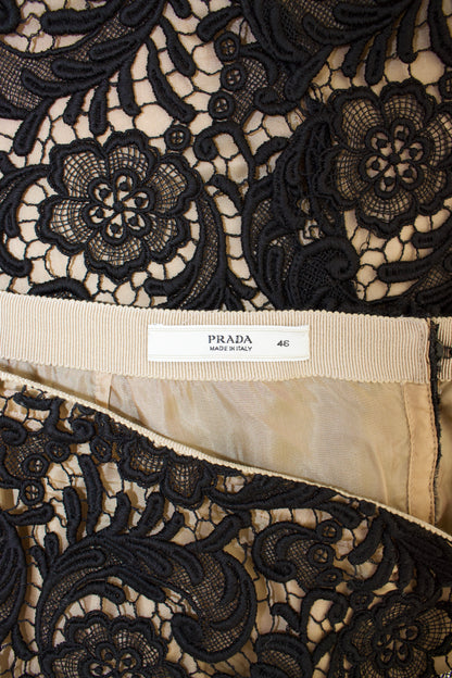 Prada FW 2008 black & white lace mini-skirt