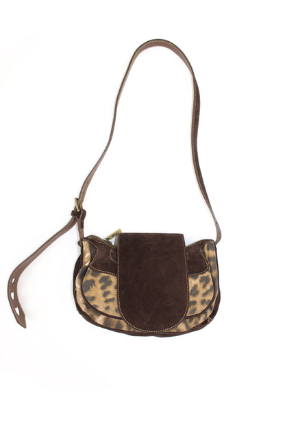 Roberto Cavalli cheetah print canvas & suede bag