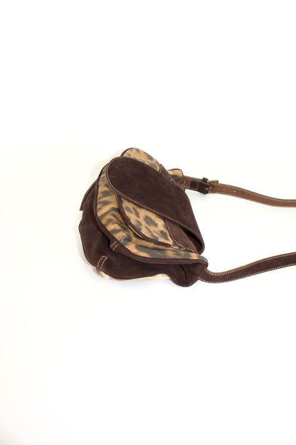 Roberto Cavalli cheetah print canvas & suede bag