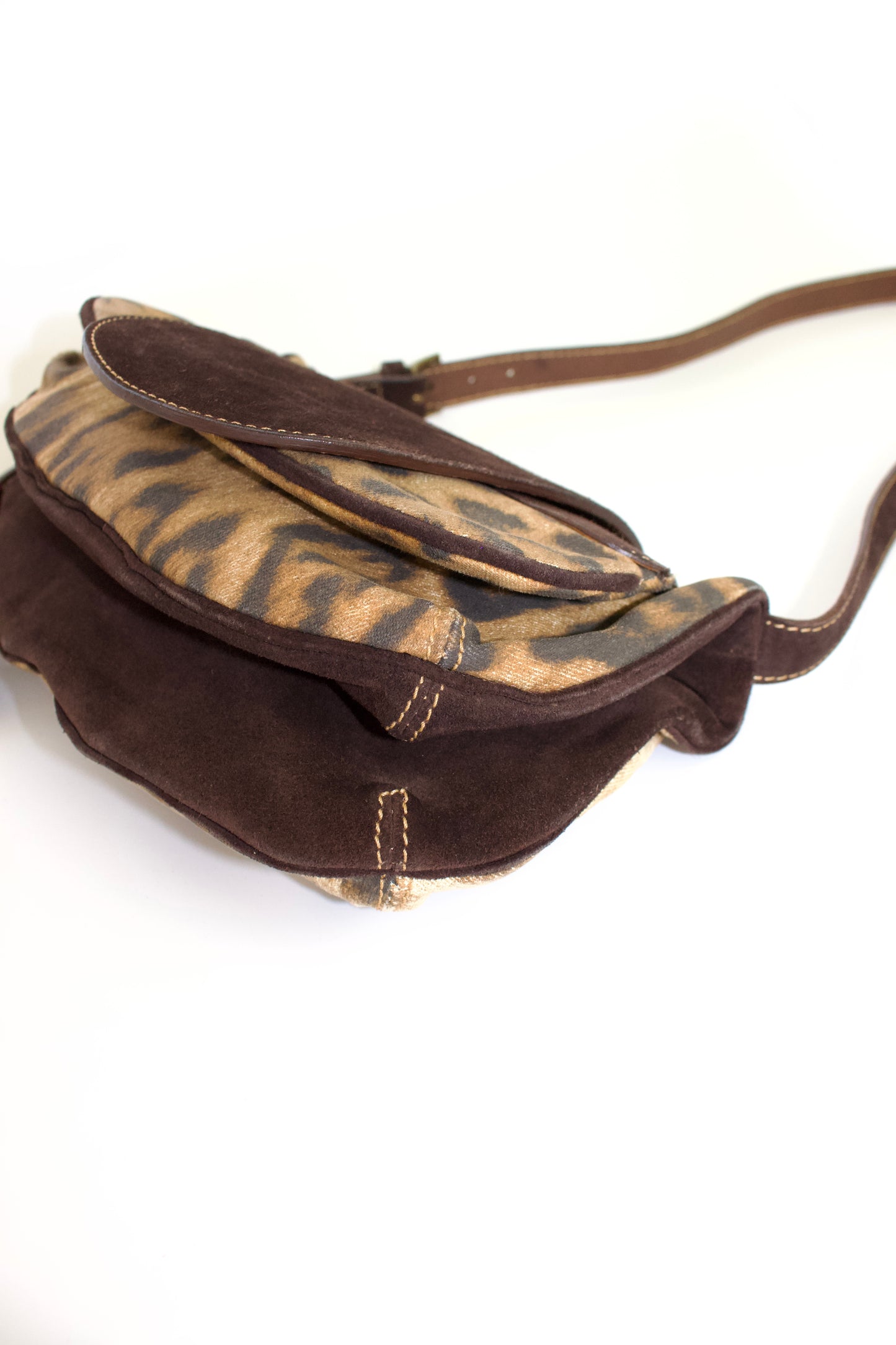 Roberto Cavalli cheetah print canvas & suede bag