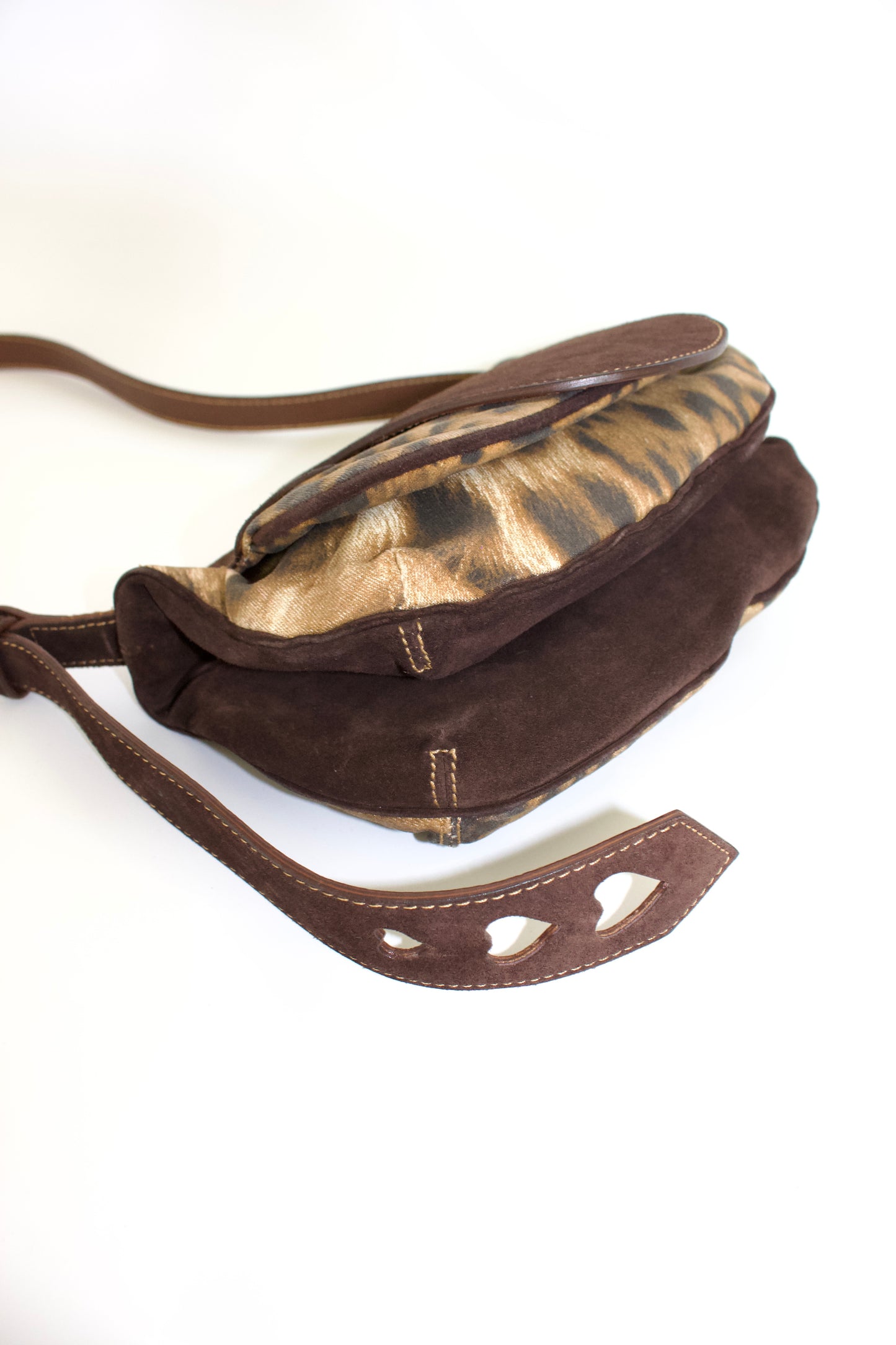 Roberto Cavalli cheetah print canvas & suede bag