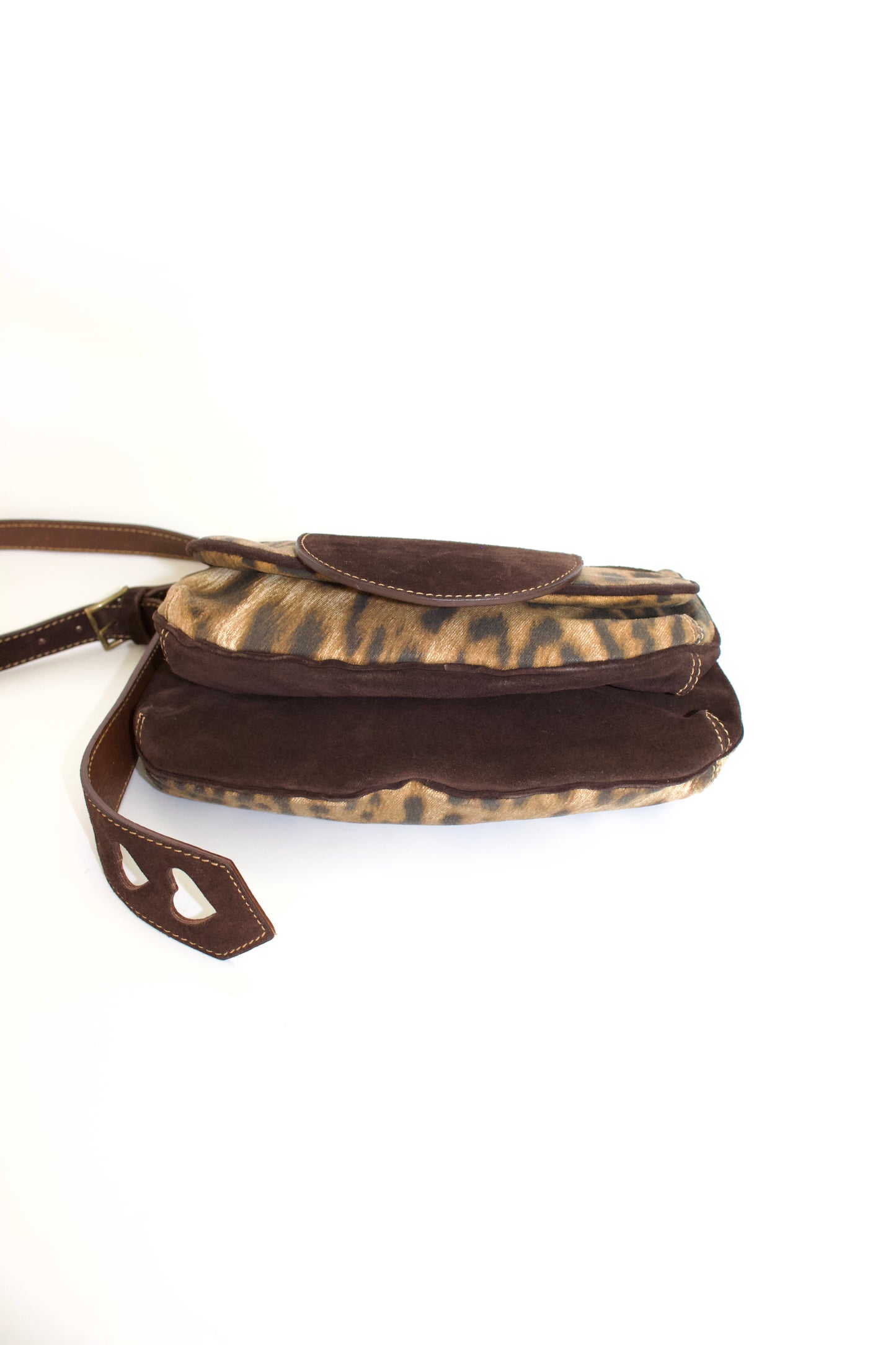 Roberto Cavalli cheetah print canvas & suede bag