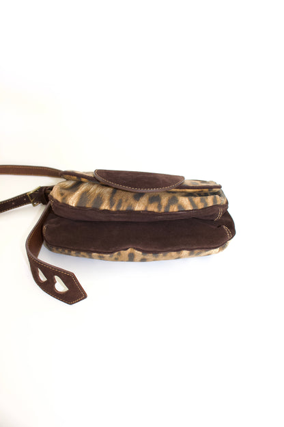 Roberto Cavalli cheetah print canvas & suede bag