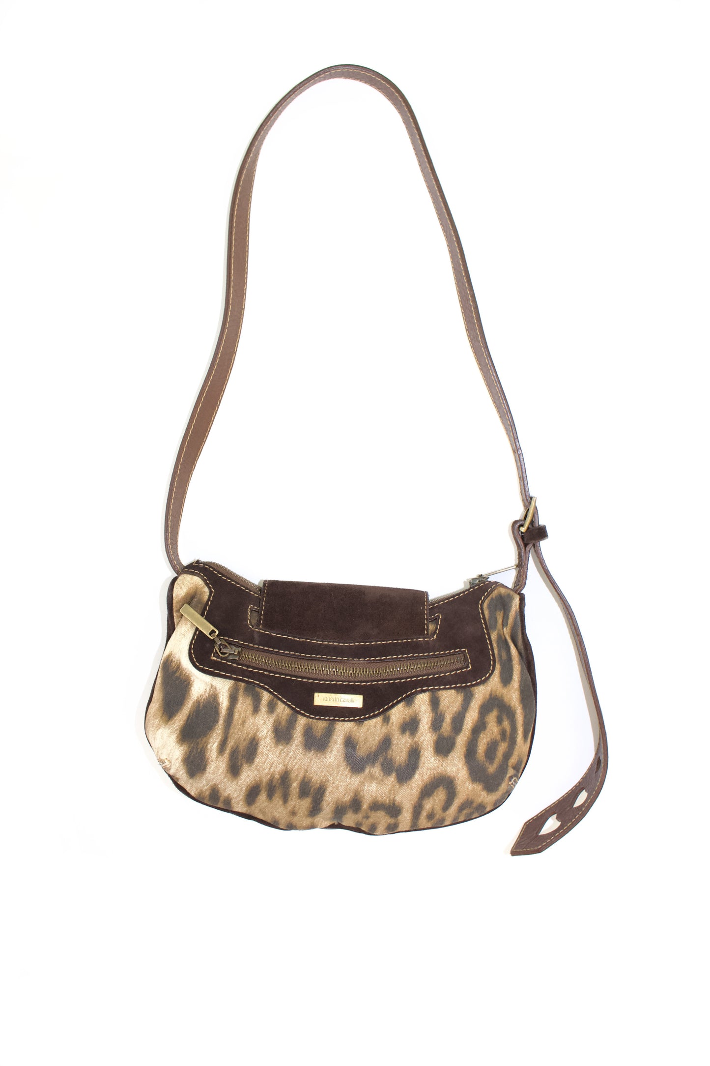 Roberto Cavalli cheetah print canvas & suede bag