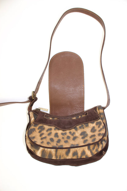 Roberto Cavalli cheetah print canvas & suede bag