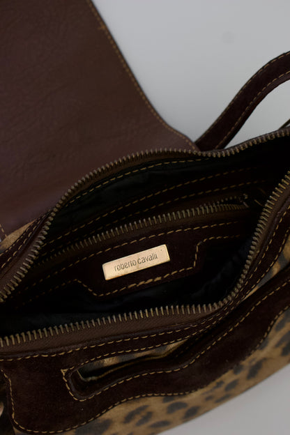 Roberto Cavalli cheetah print canvas & suede bag