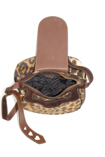 Roberto Cavalli cheetah print canvas & suede bag