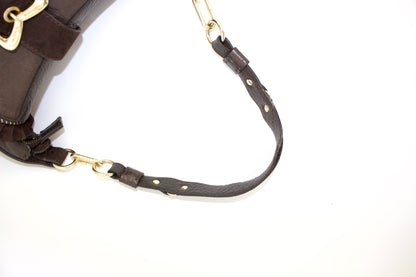 Roberto Cavalli brown leather shoulder bag with ruffles