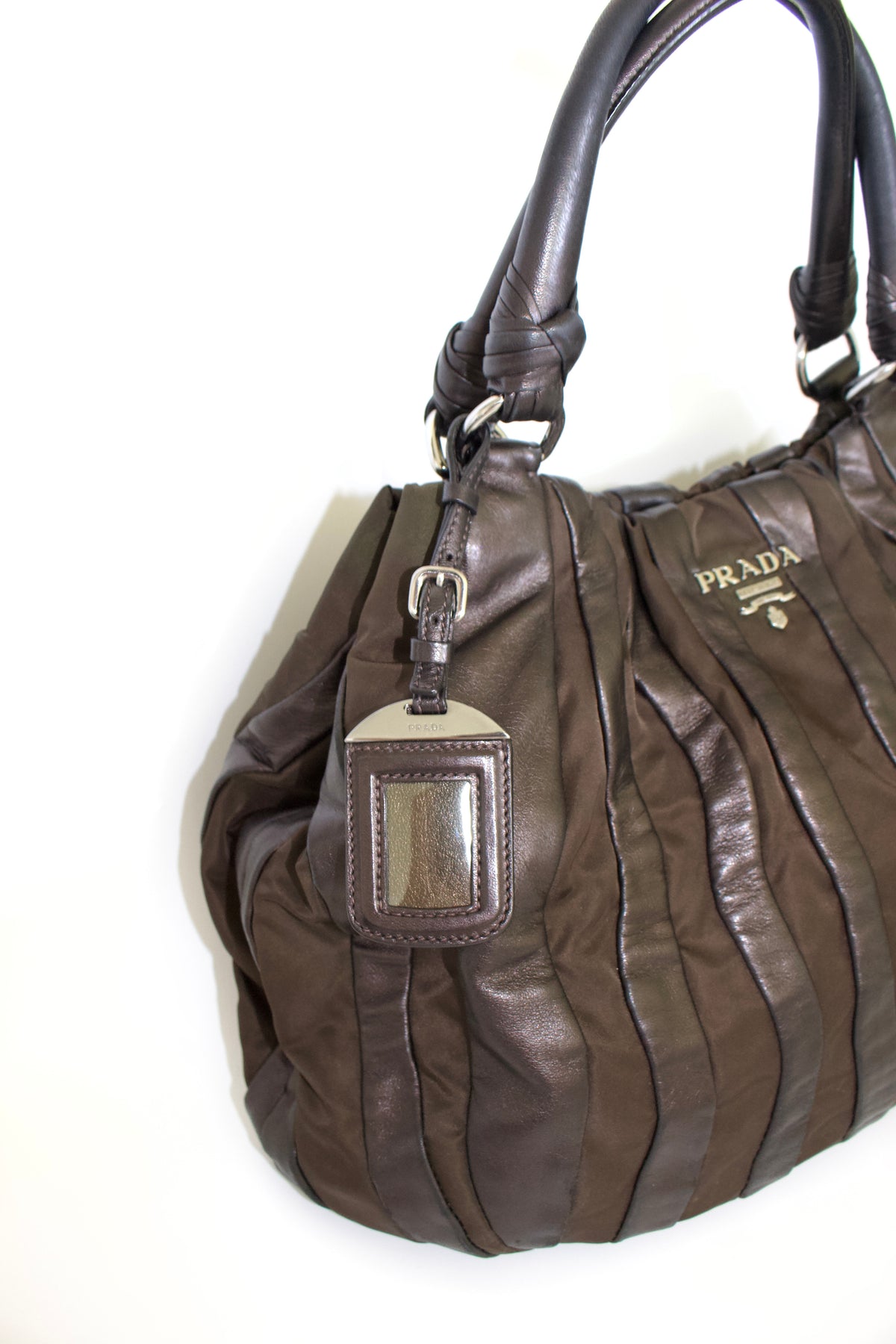 Prada SS 2008 brown tessuto & nappa shoulder bag
