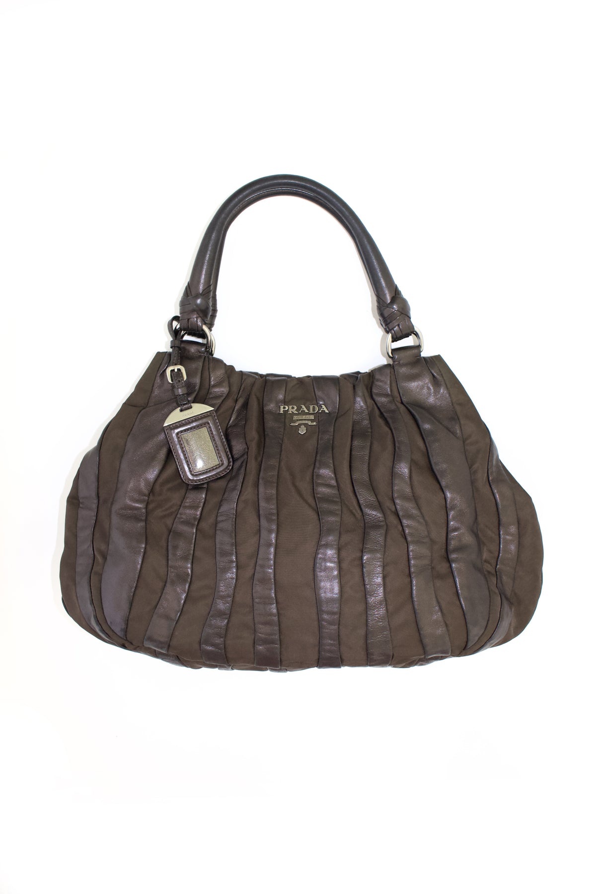 Prada SS 2008 brown tessuto & nappa shoulder bag