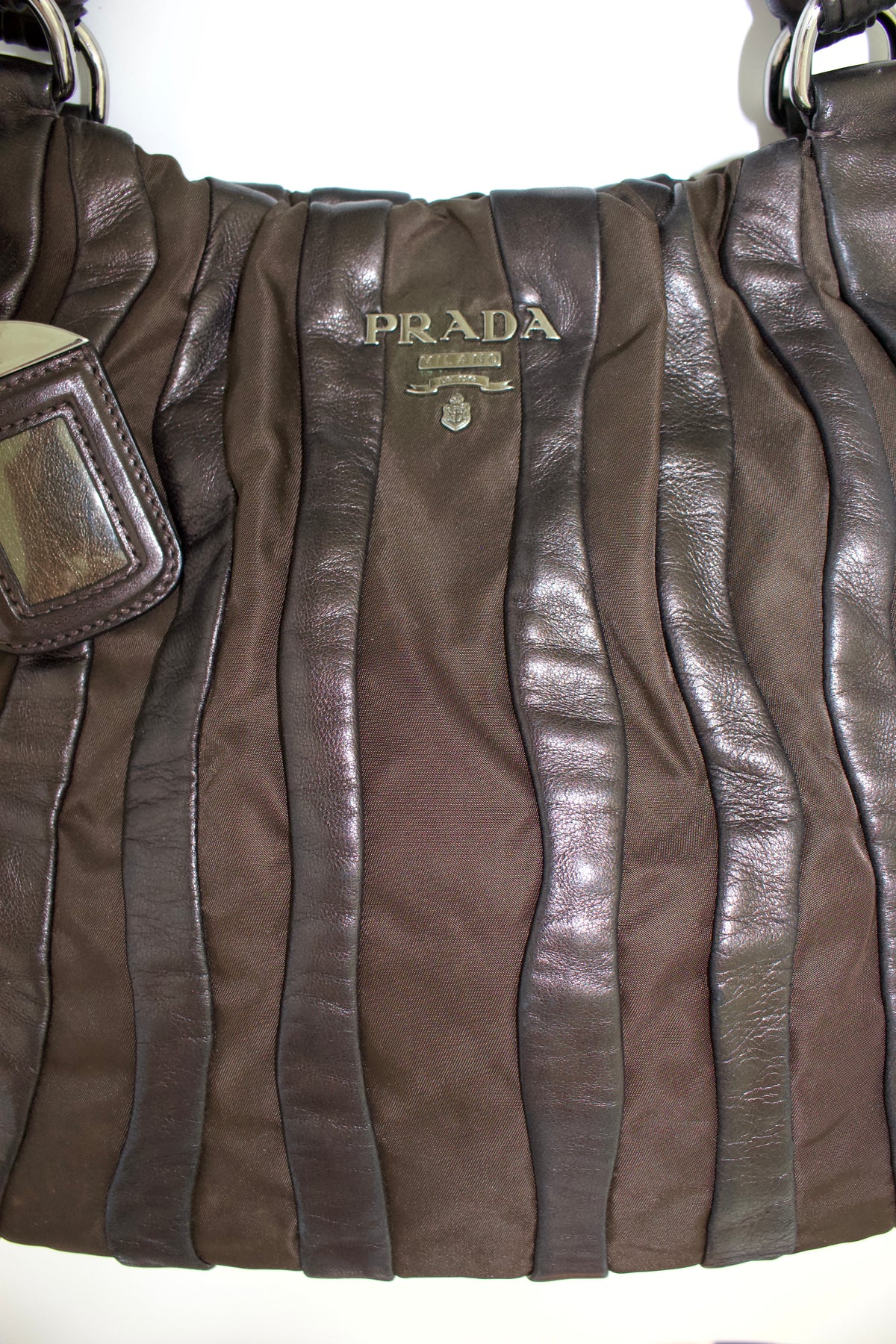 Prada SS 2008 brown tessuto & nappa shoulder bag