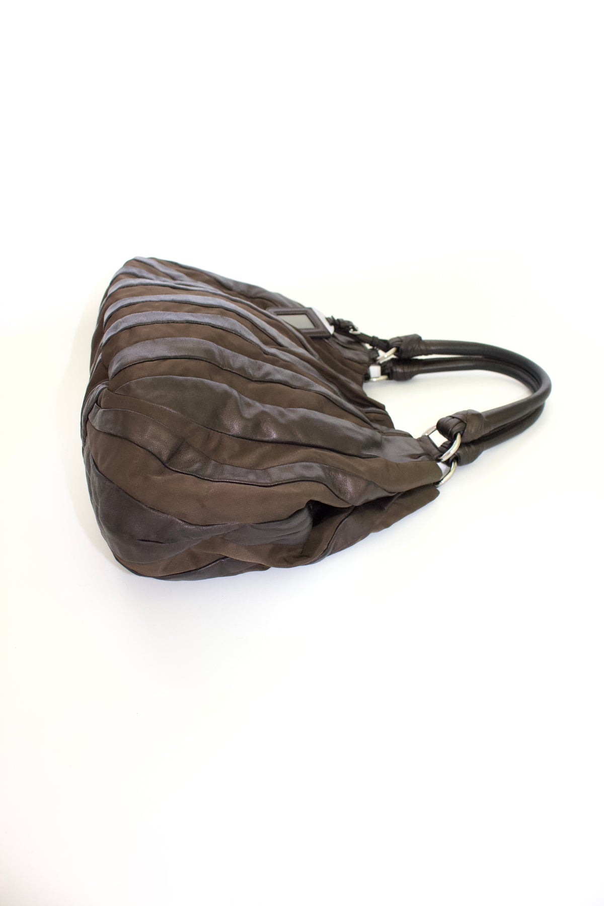 Prada SS 2008 brown tessuto & nappa shoulder bag