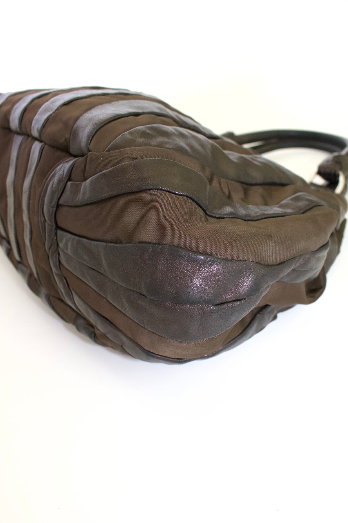 Prada SS 2008 brown tessuto & nappa shoulder bag
