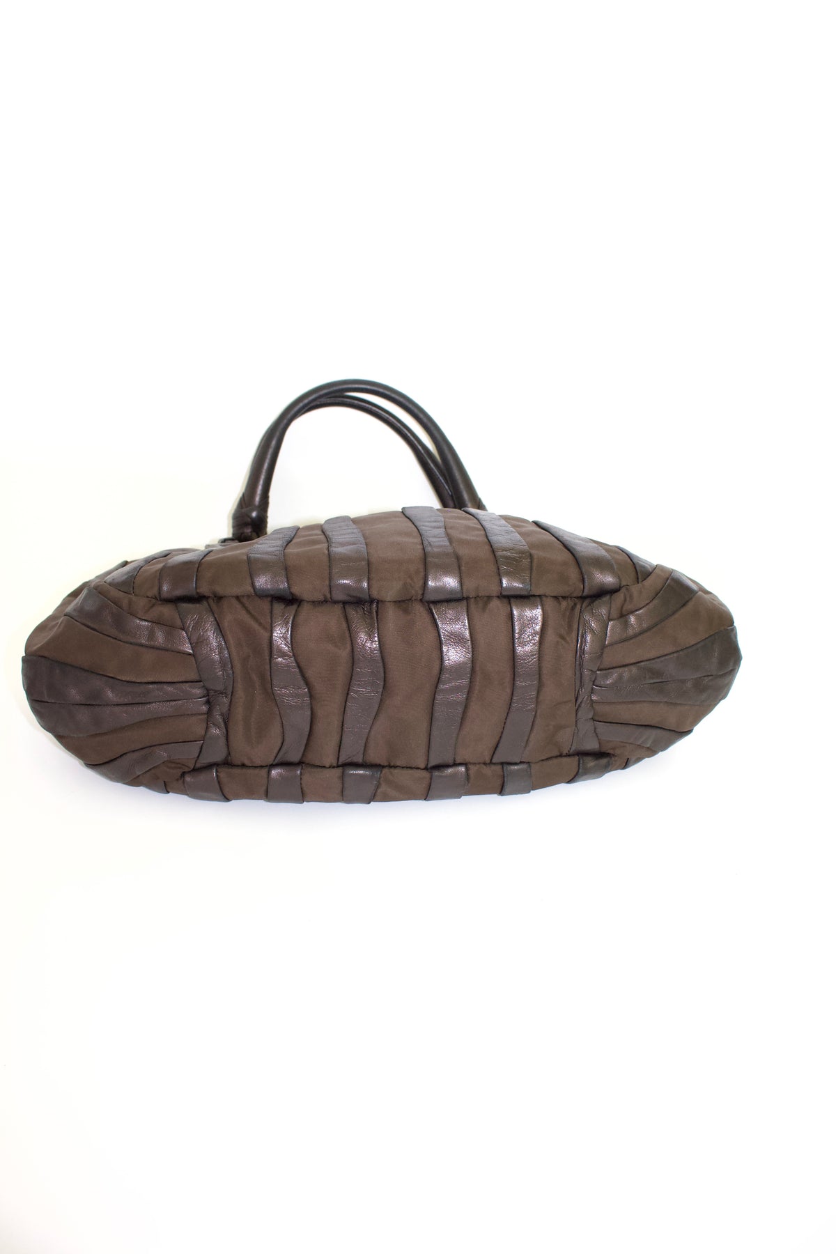 Prada SS 2008 brown tessuto & nappa shoulder bag