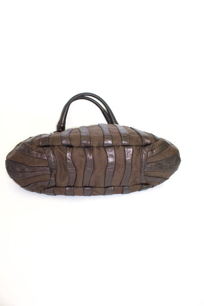 Prada SS 2008 brown tessuto & nappa shoulder bag