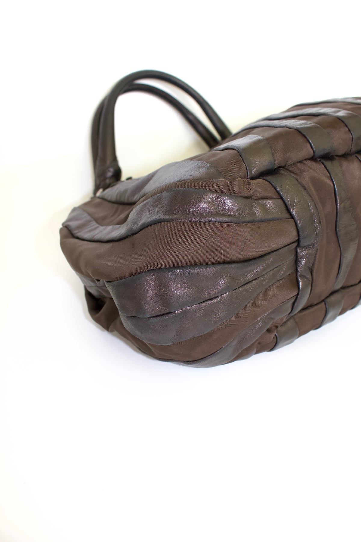 Prada SS 2008 brown tessuto & nappa shoulder bag