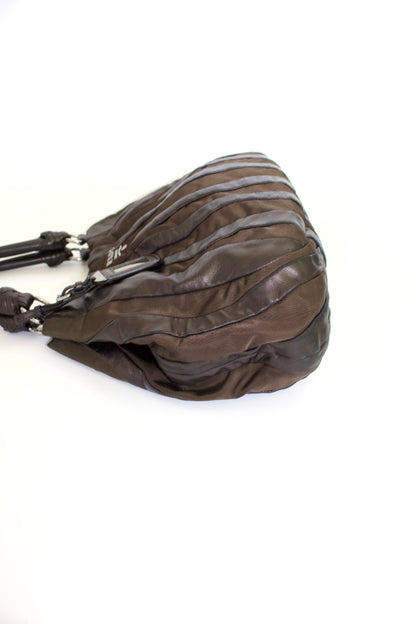 Prada SS 2008 brown tessuto & nappa shoulder bag