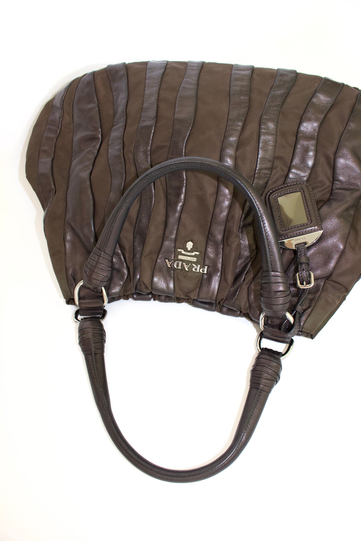Prada SS 2008 brown tessuto & nappa shoulder bag