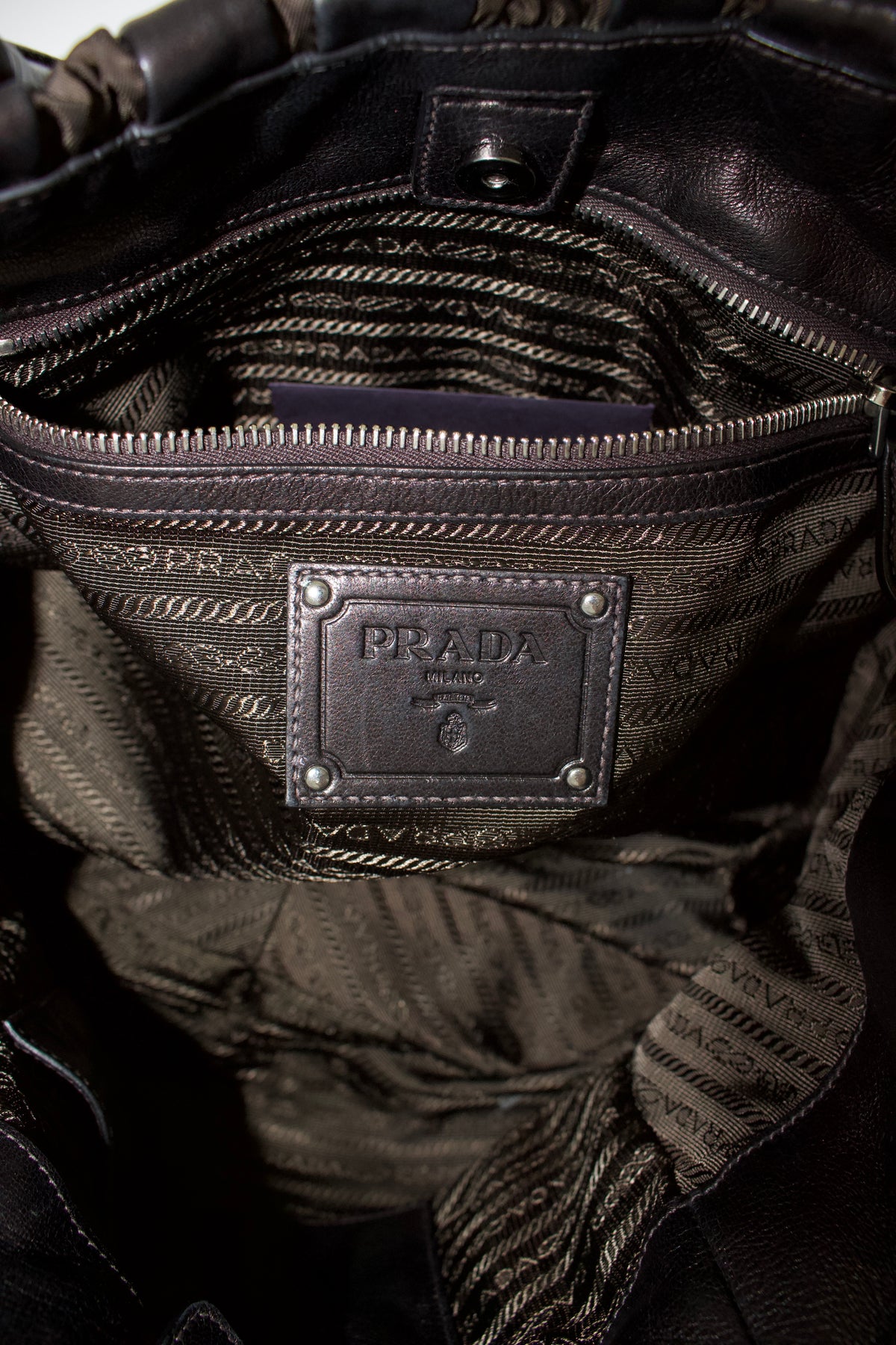 Prada SS 2008 brown tessuto & nappa shoulder bag
