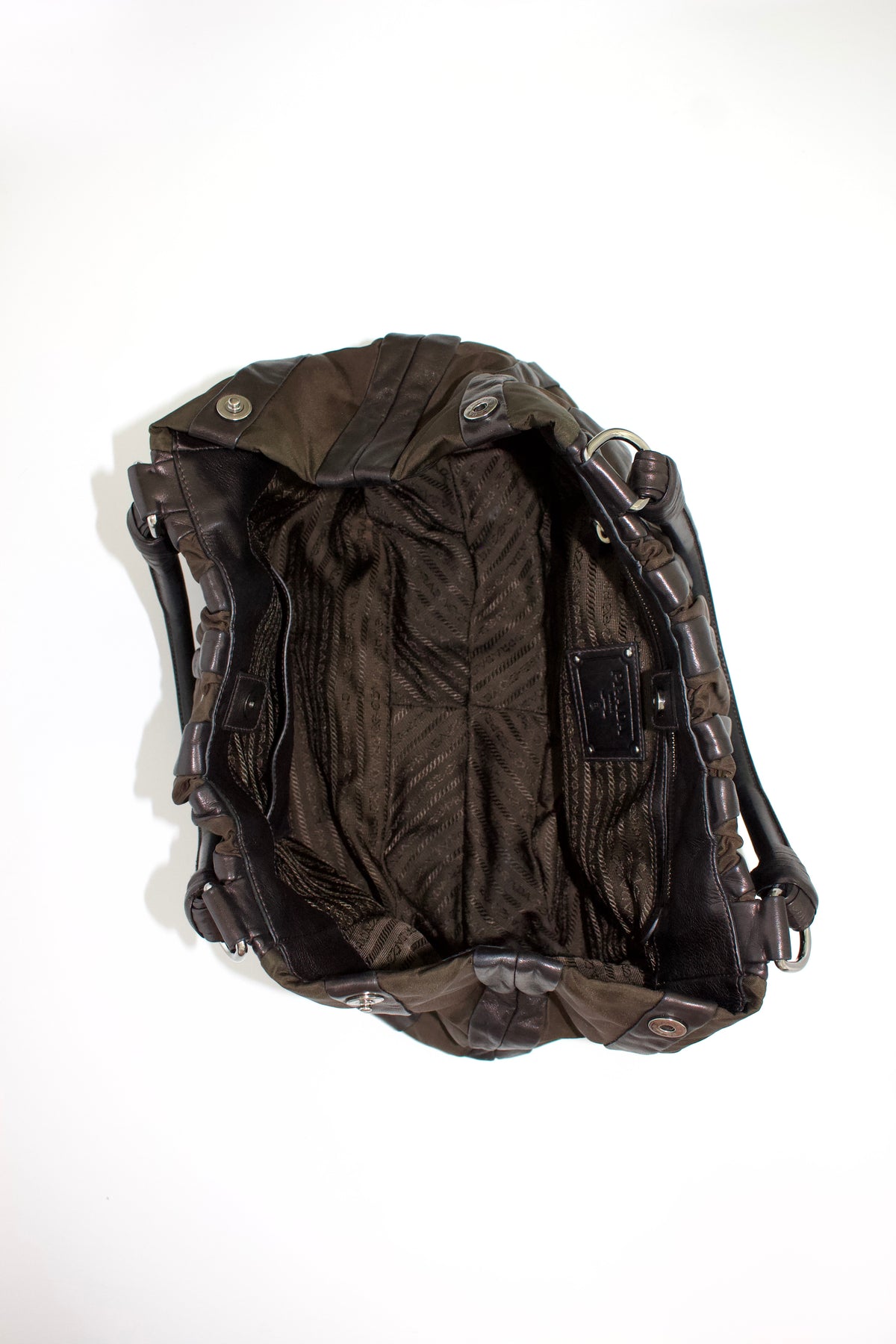 Prada SS 2008 brown tessuto & nappa shoulder bag