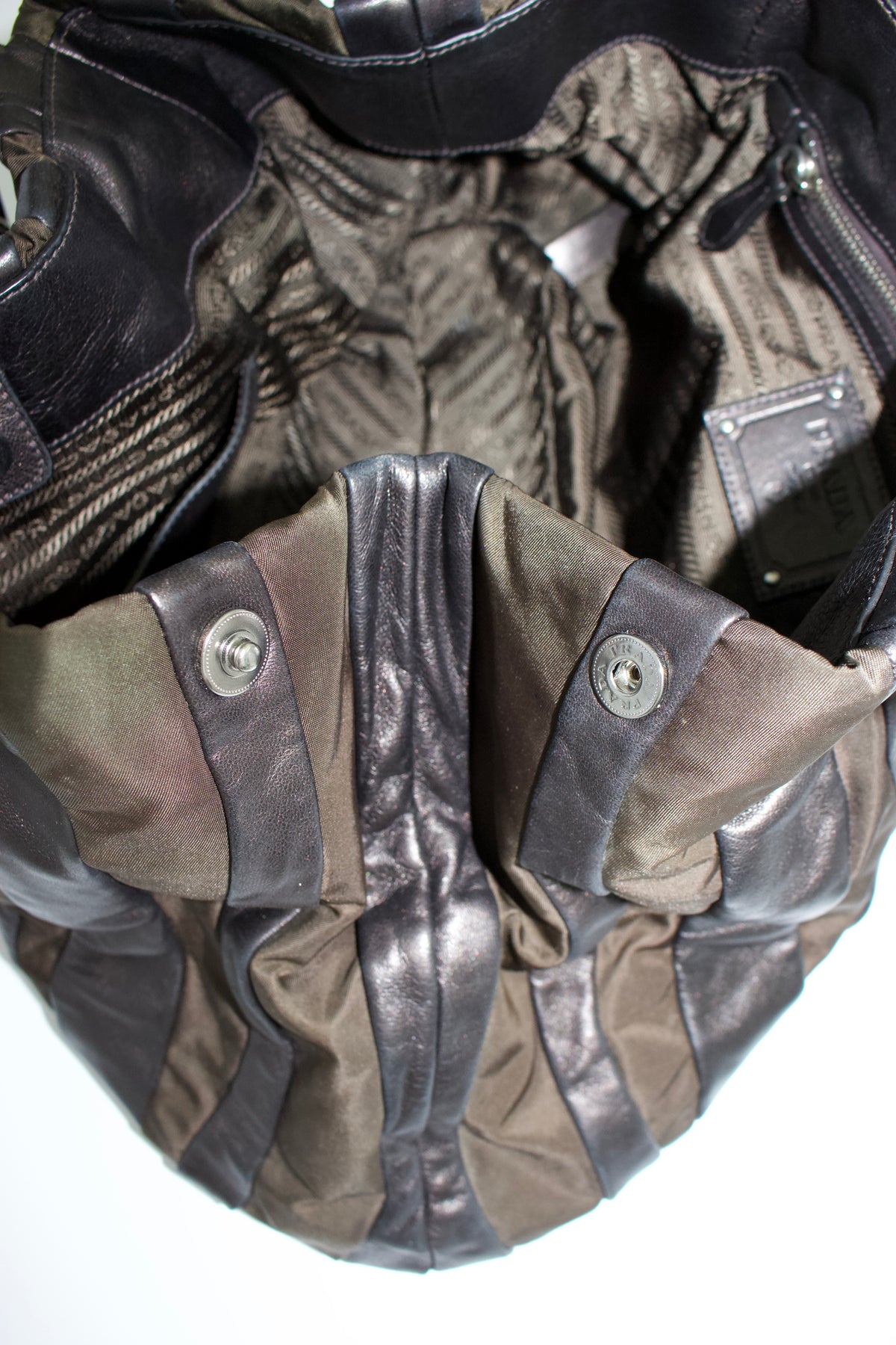 Prada SS 2008 brown tessuto & nappa shoulder bag