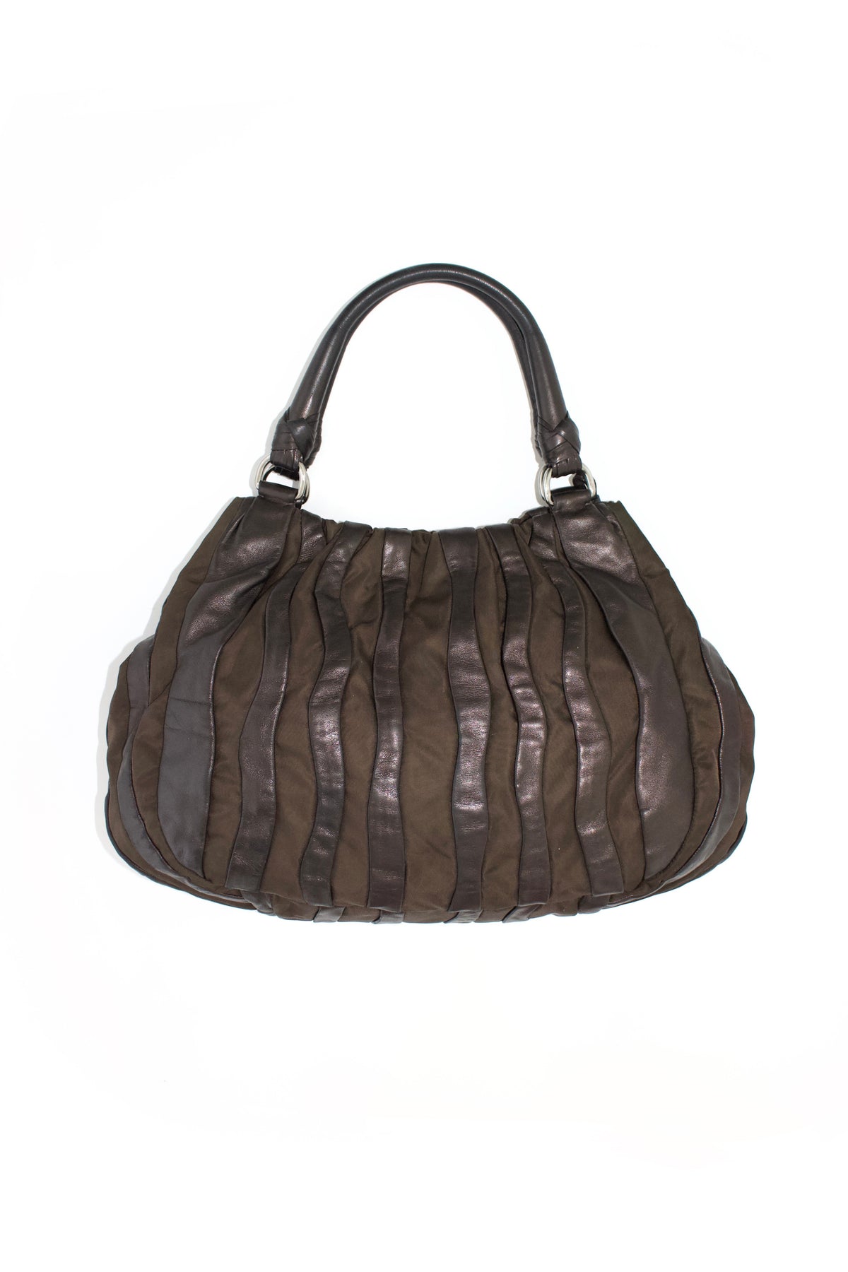 Prada SS 2008 brown tessuto & nappa shoulder bag