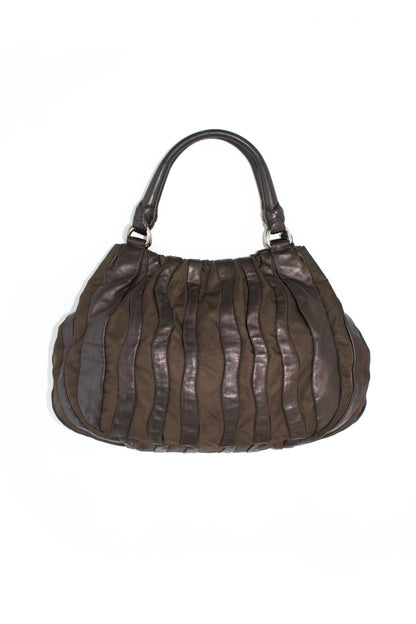 Prada SS 2008 brown tessuto & nappa shoulder bag
