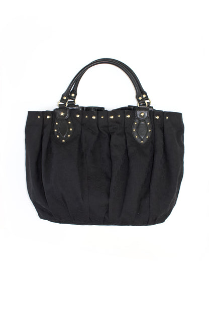 Gucci black GG canvas studded Pelham bag