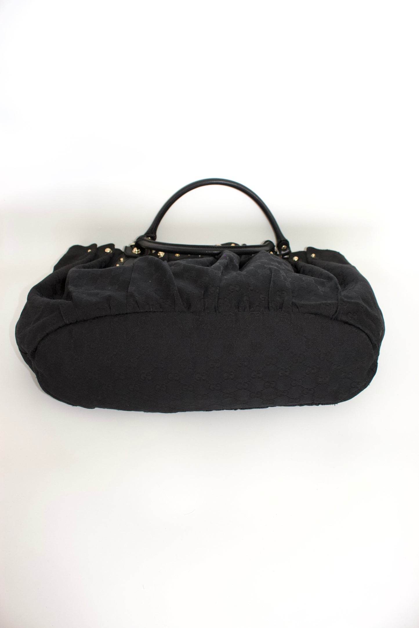 Gucci black GG canvas studded Pelham bag