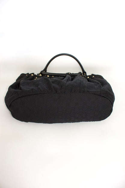 Gucci black GG canvas studded Pelham bag