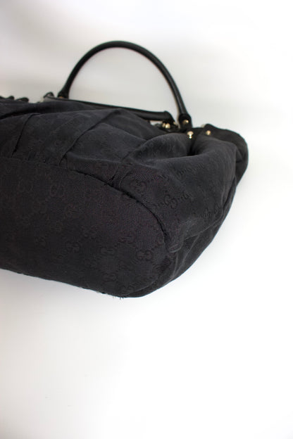 Gucci black GG canvas studded Pelham bag