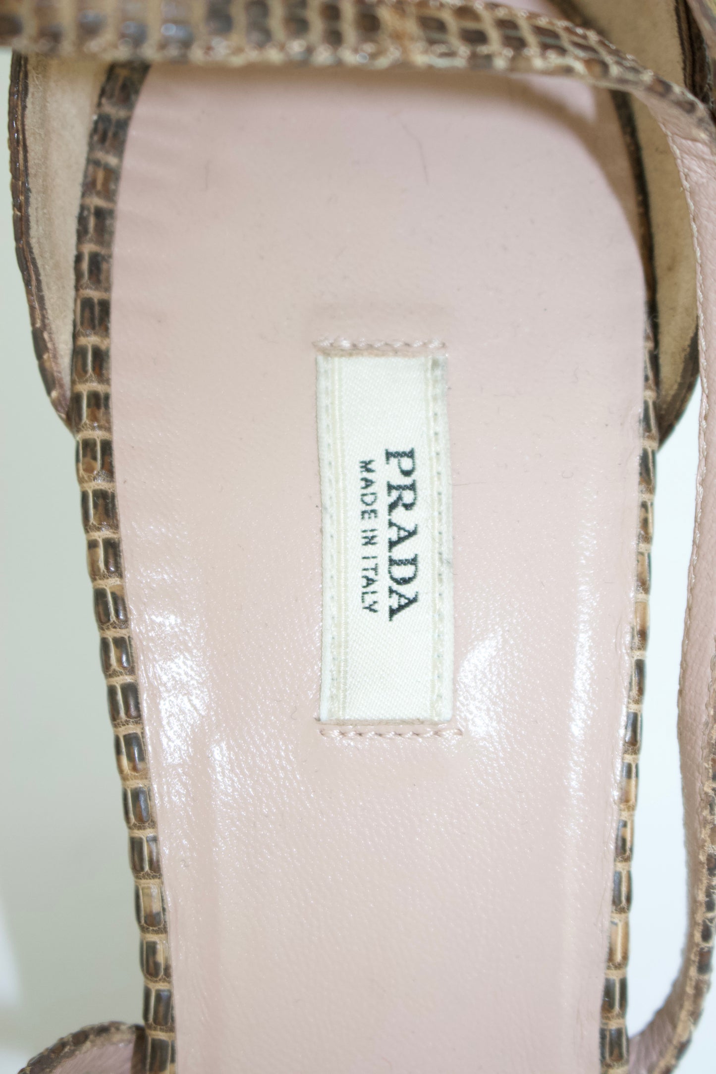 Prada 2000s snakeskin heels with flower details