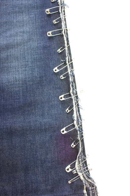 Dolce Gabbana SS 2001 blue jeans with safety pins