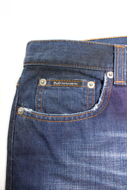 Dolce Gabbana SS 2001 blue jeans with safety pins