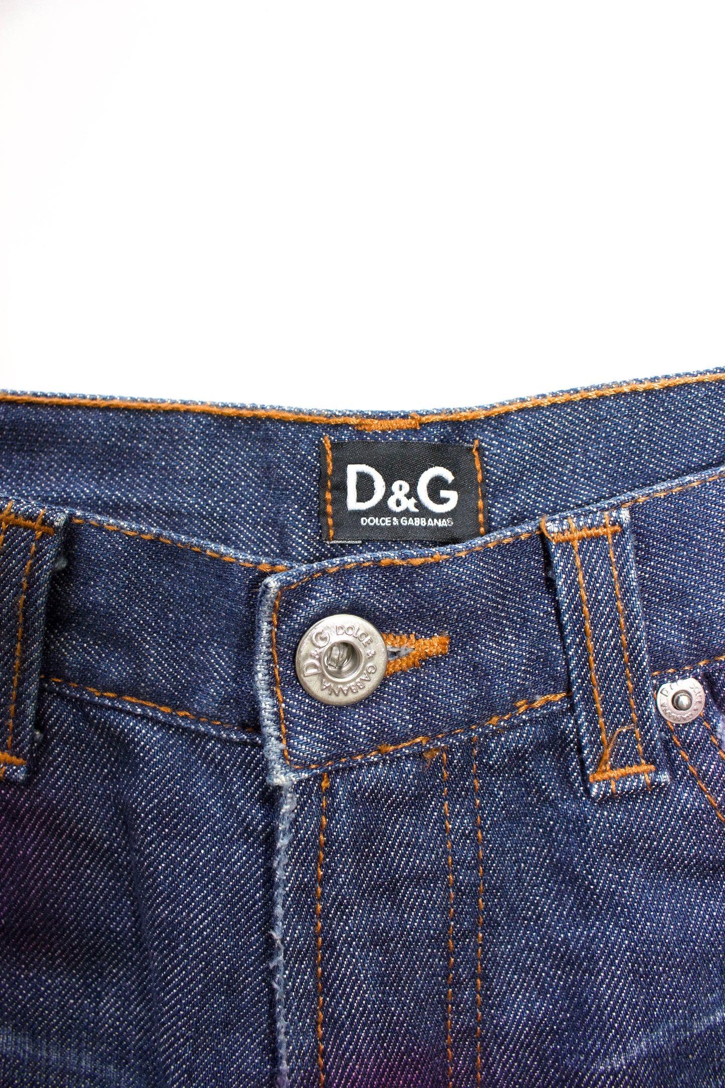 Dolce Gabbana SS 2001 blue jeans with safety pins
