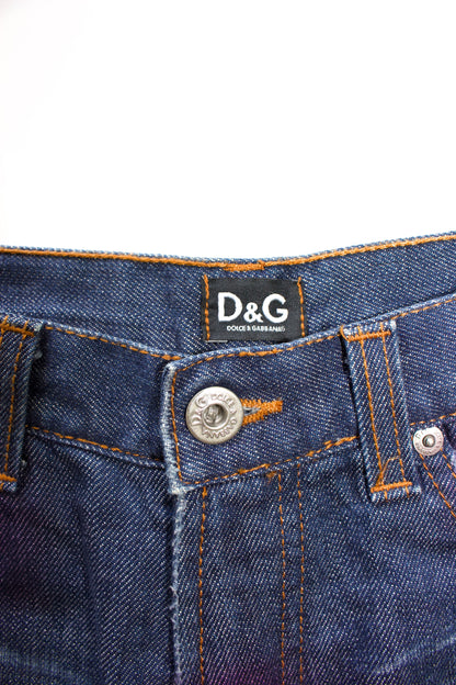 Dolce Gabbana SS 2001 blue jeans with safety pins