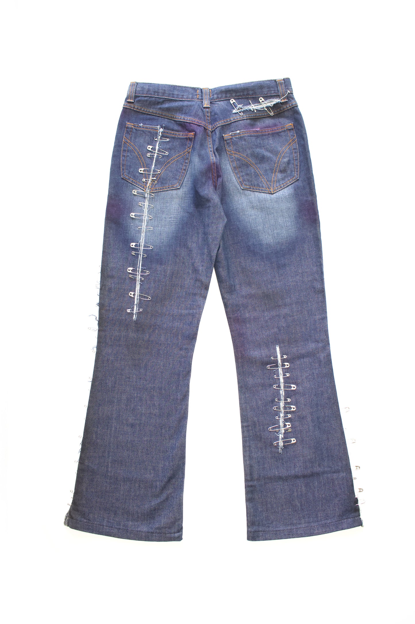 Dolce Gabbana SS 2001 blue jeans with safety pins