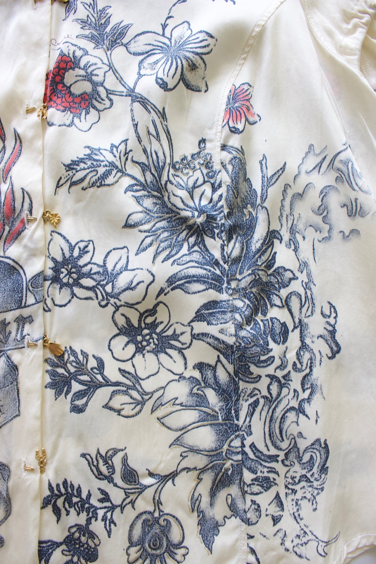 Roberto Cavalli SS 2003 white 'Tattoo' silk top