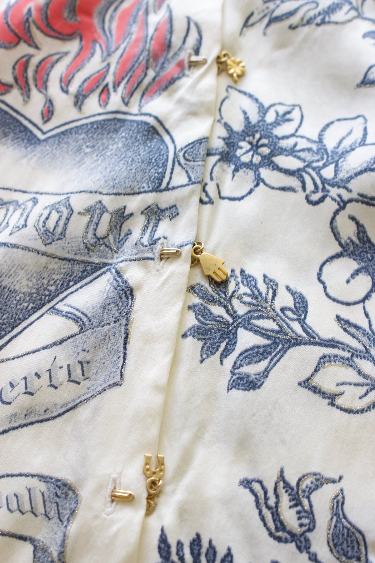 Roberto Cavalli SS 2003 white 'Tattoo' silk top