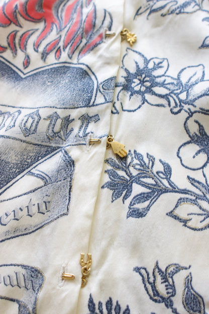 Roberto Cavalli SS 2003 white 'Tattoo' silk top