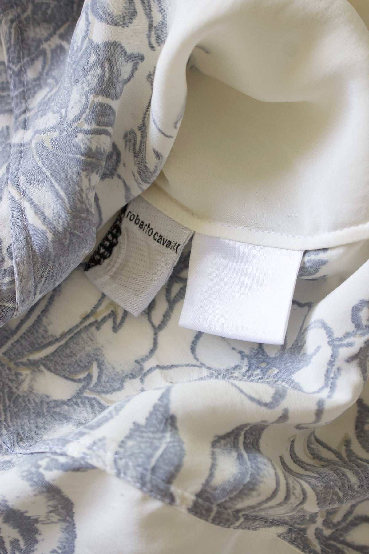 Roberto Cavalli SS 2003 white 'Tattoo' silk top