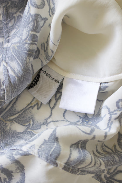 Roberto Cavalli SS 2003 white 'Tattoo' silk top