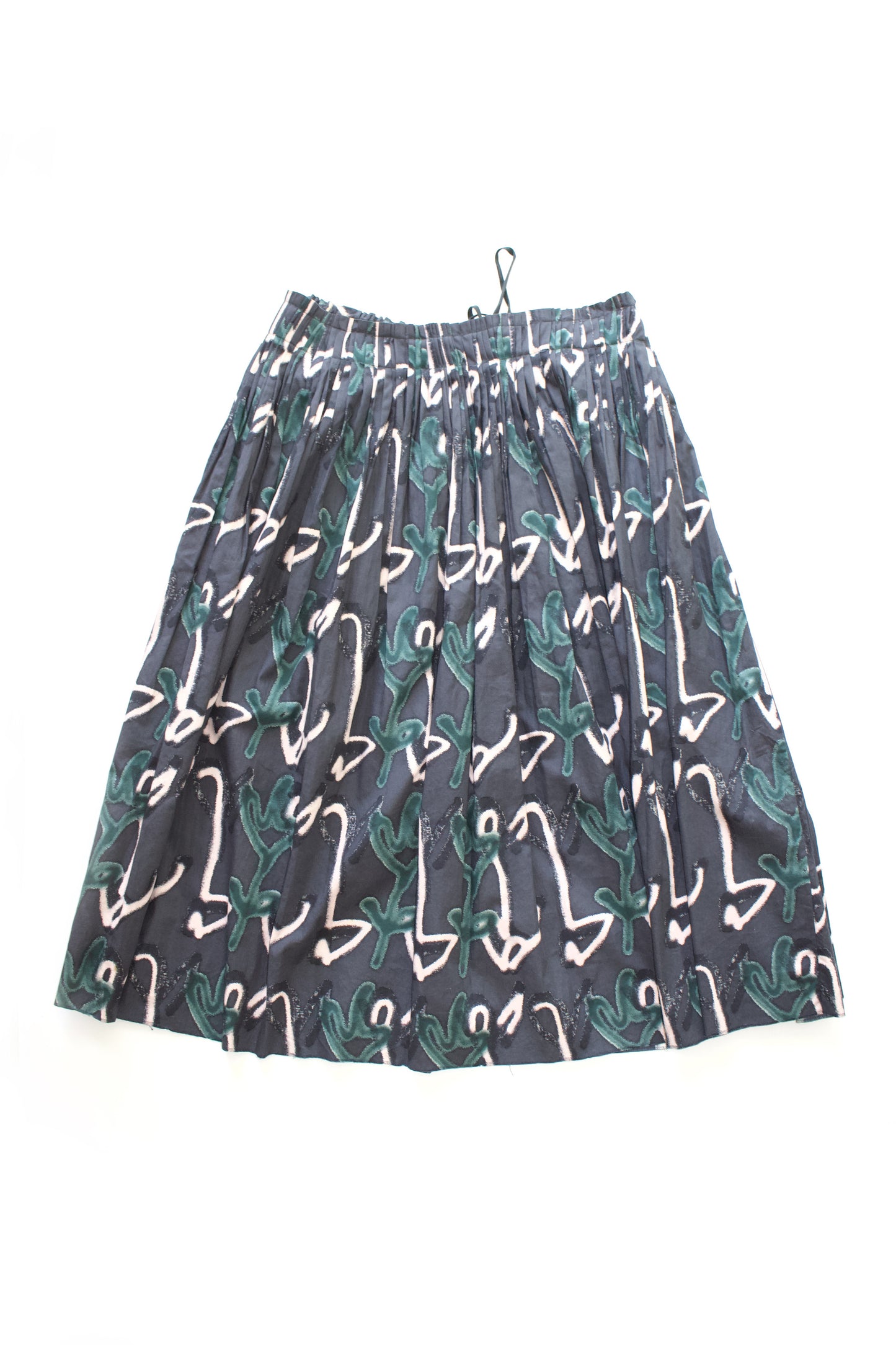 Miu Miu SS 2001 navy cotton printed A-line skirt