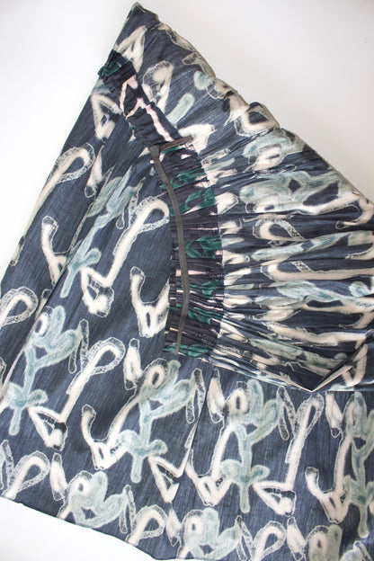 Miu Miu SS 2001 navy cotton printed A-line skirt