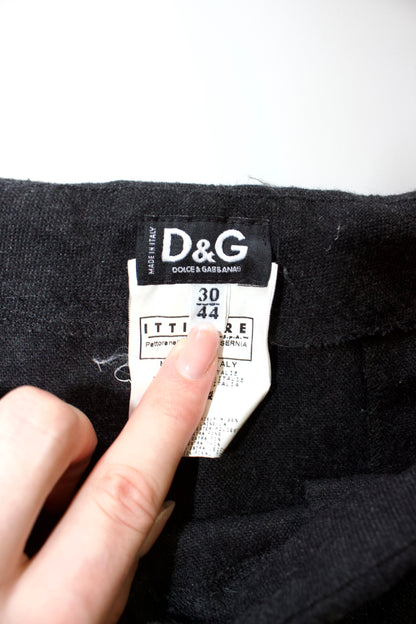 Dolce & Gabbana FW 2003 black belted wool skirt