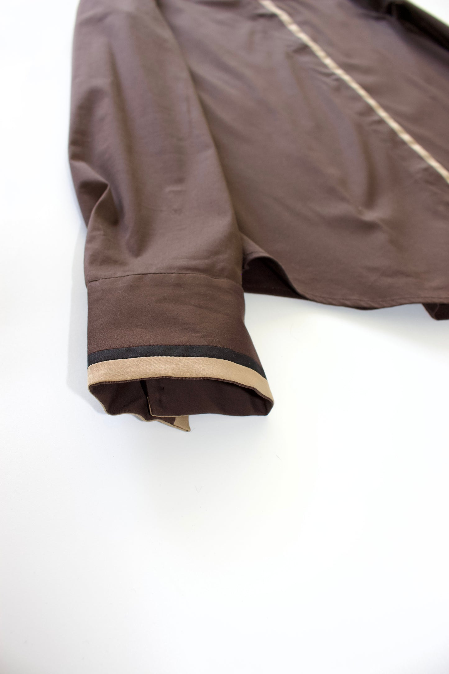 Prada SS 2005 brown cotton shirt with embellishments