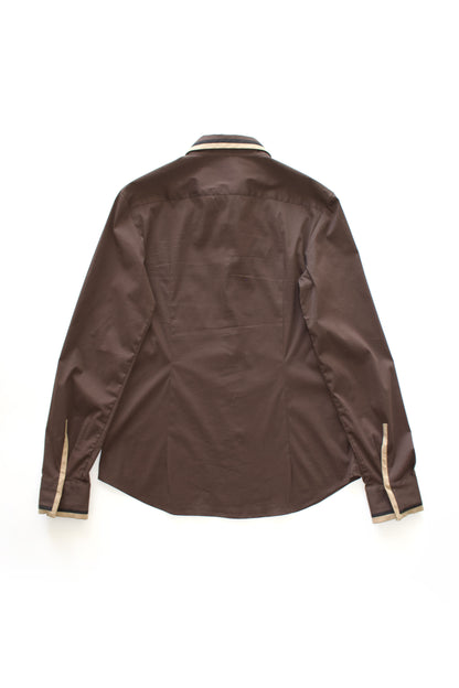 Prada SS 2005 brown cotton shirt with embellishments