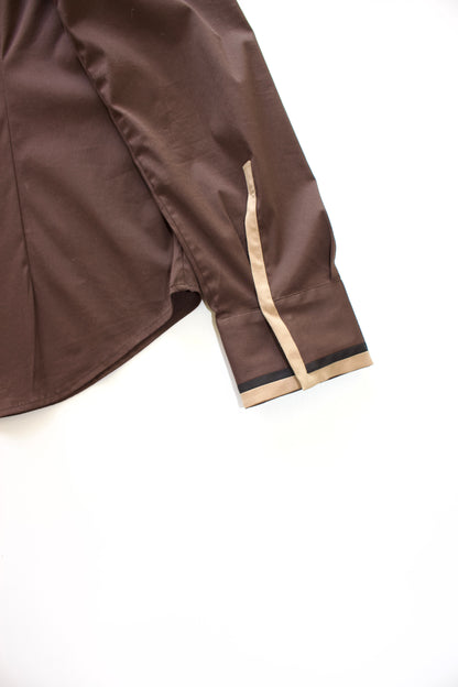 Prada SS 2005 brown cotton shirt with embellishments