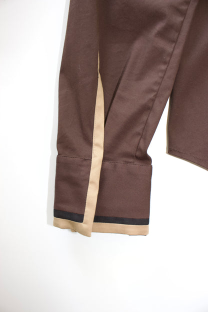 Prada SS 2005 brown cotton shirt with embellishments